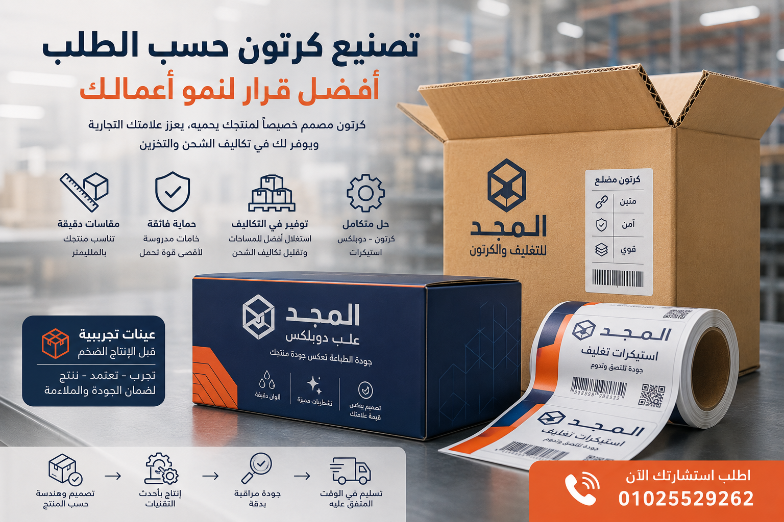 You are currently viewing لماذا اختيارك تصنيع كرتون حسب الطلب عند مصنع المجد أفضل قرار لك؟